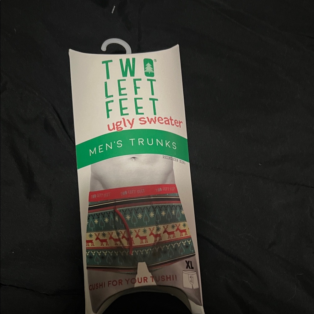 Two Left Feet Ugly Sweater Men's Boxer Briefs - Festive Red and Green